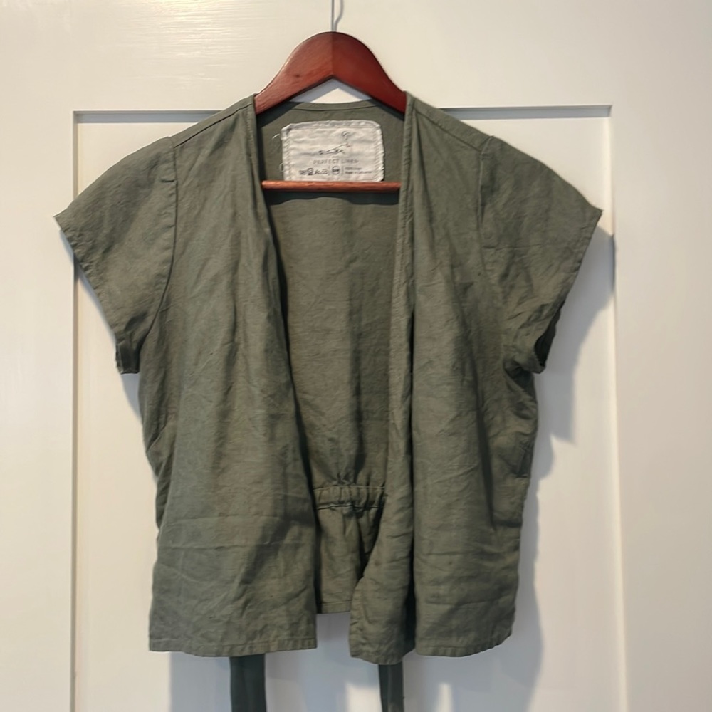 NPL Linen Wrap Top Madrid, forest green, small